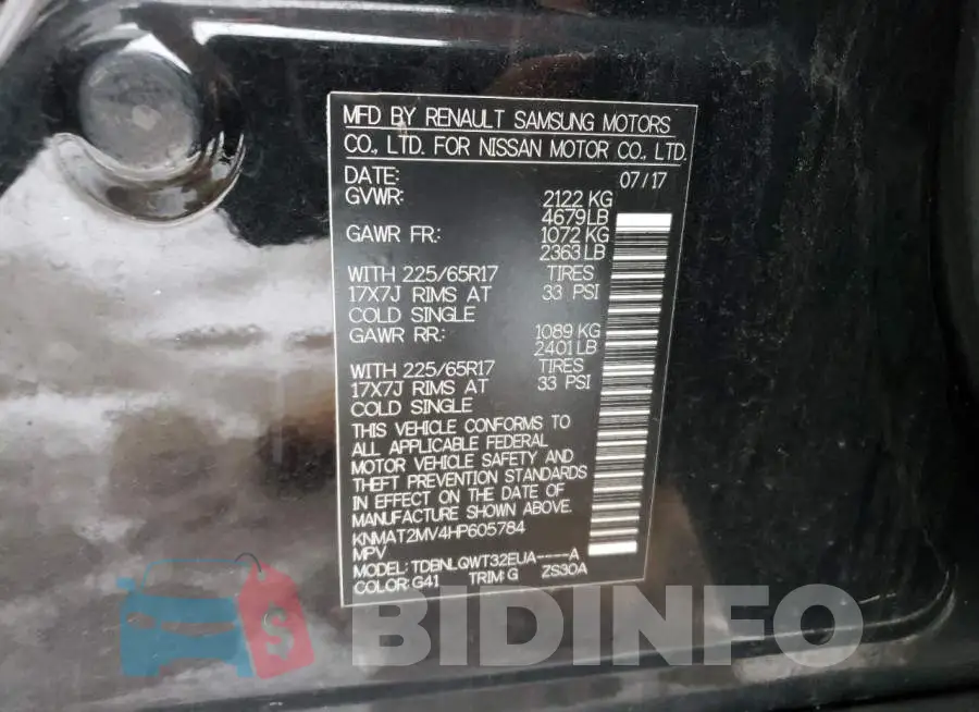 KNMAT2MV4HP605784 Photo# 13