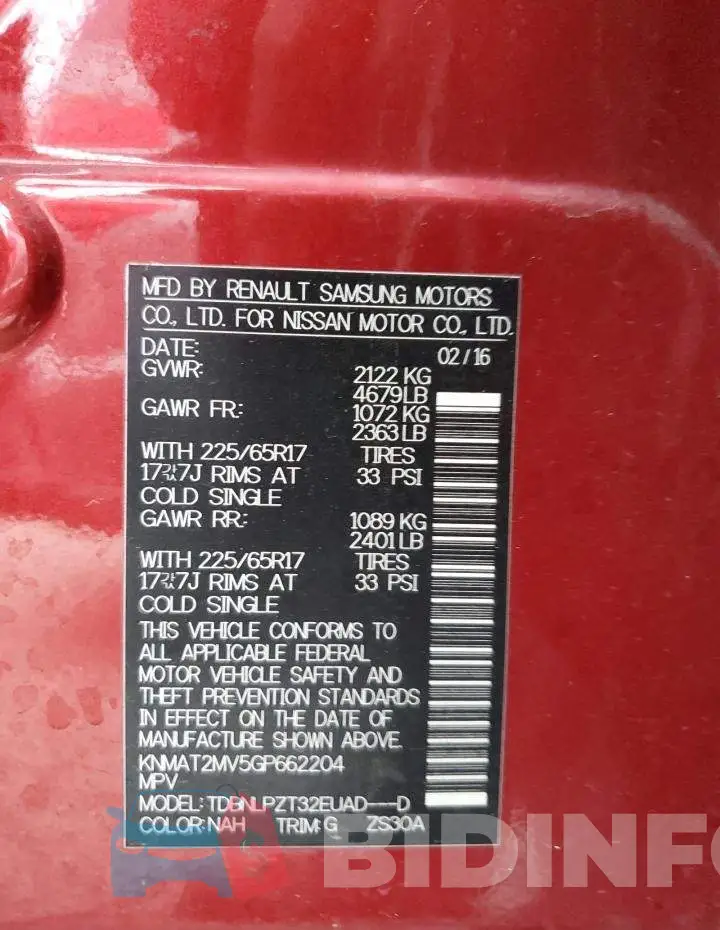 KNMAT2MV5GP662204 Photo# 13