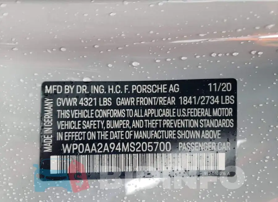 WP0AA2A94MS205700 Photo# 14