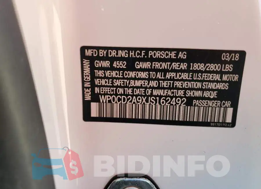 WP0CD2A9XJS162492 Photo# 13