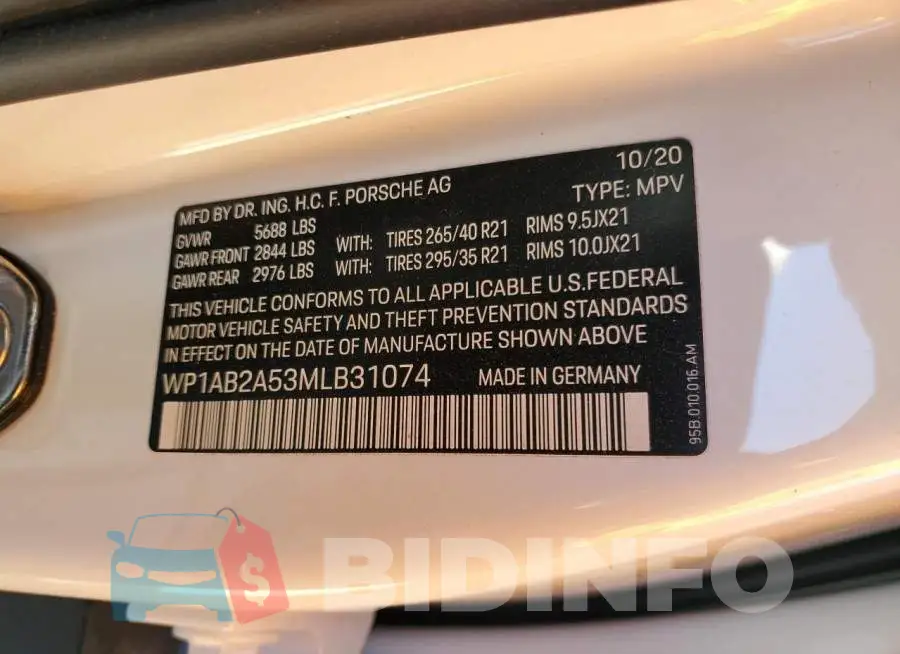 WP1AB2A53MLB31074 Photo# 13