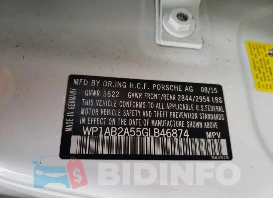WP1AB2A55GLB46874 Photo# 13