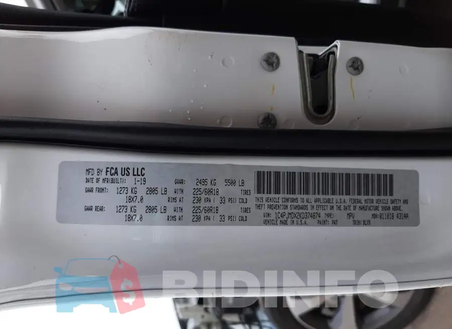 1C4PJMDX2KD374874 Photo# 14