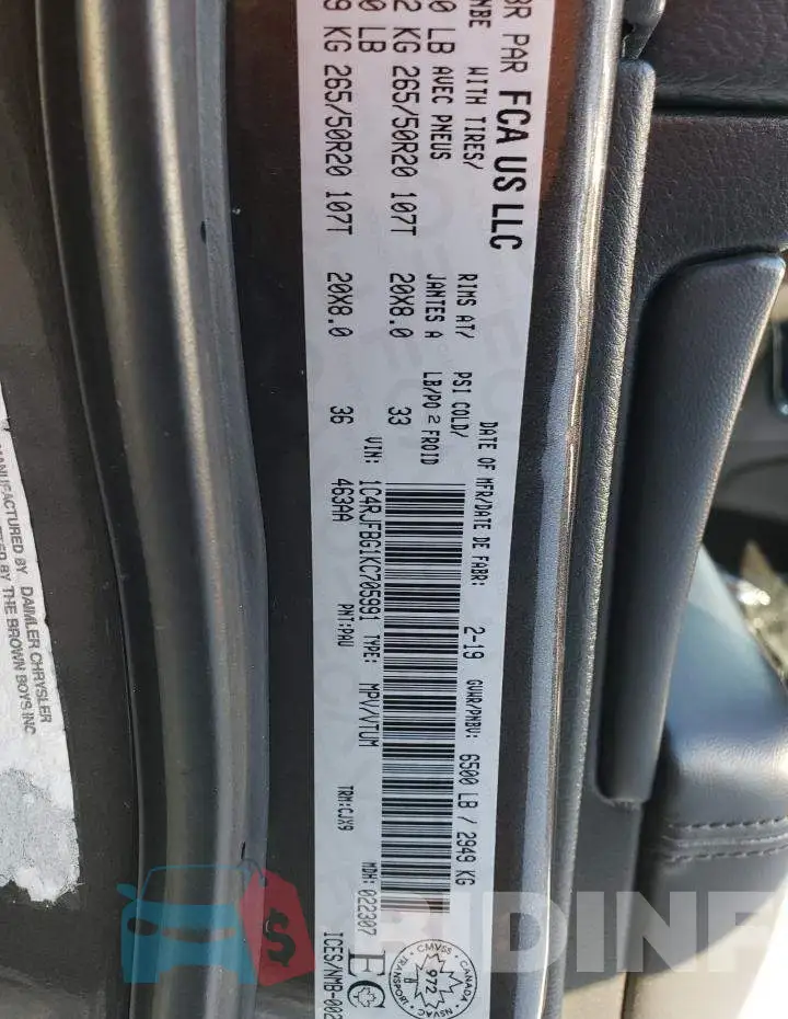 1C4RJFBG1KC705991 Photo# 13