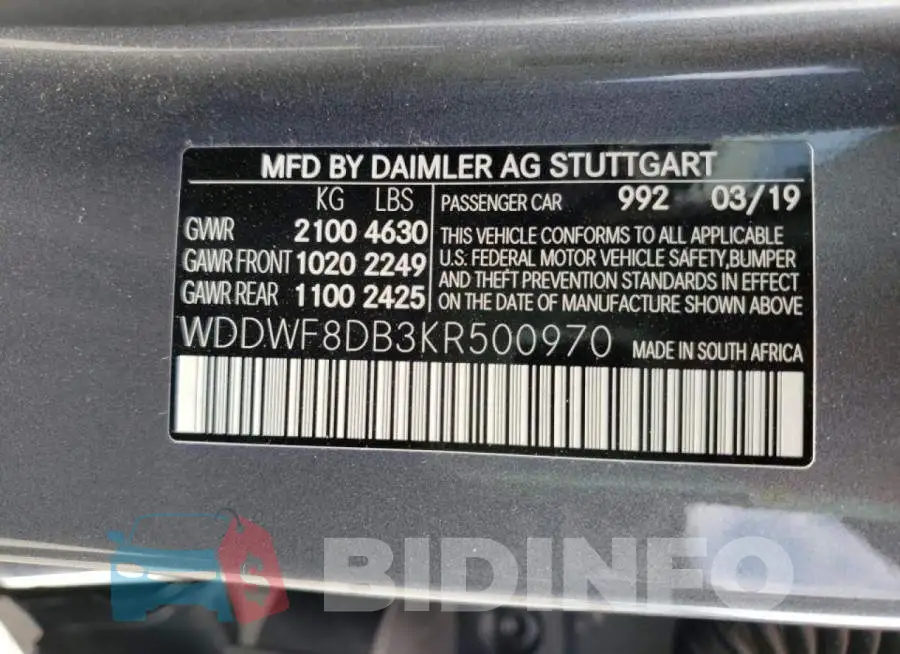 WDDWF8DB3KR500970 Photo# 10