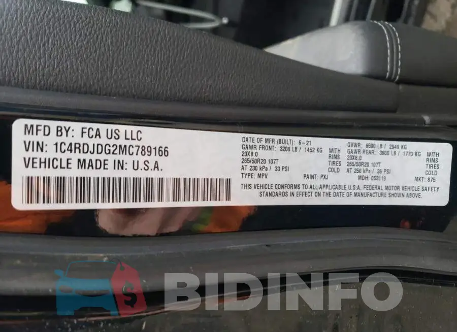 1C4RDJDG2MC789166 Photo# 13