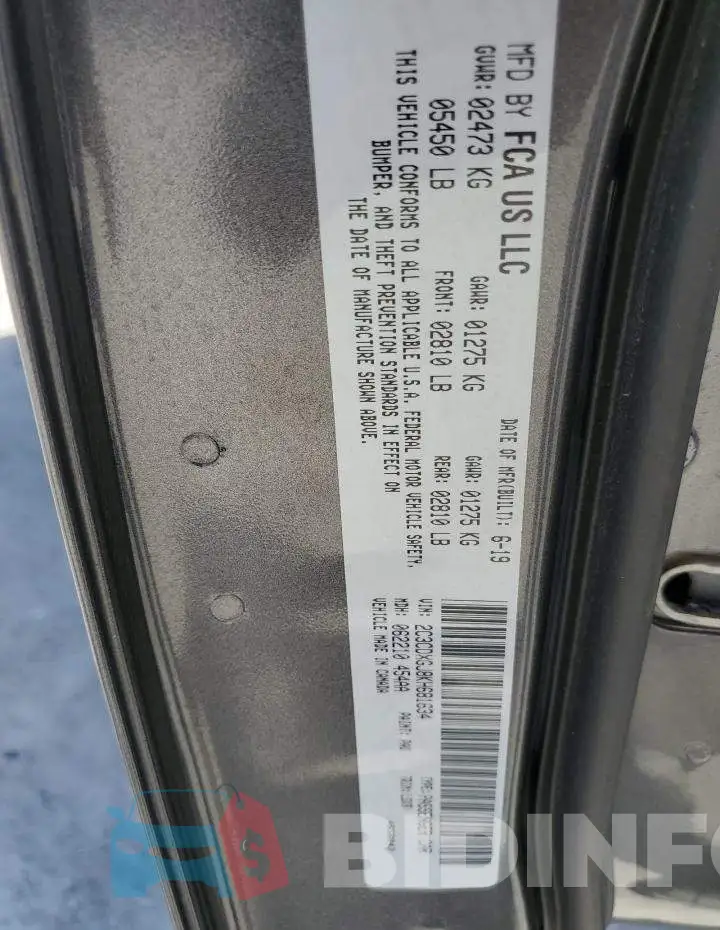 2C3CDXGJ8KH681634 Photo# 12