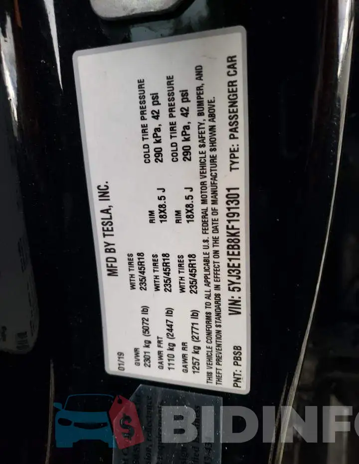 5YJ3E1EB8KF191301 Photo# 12