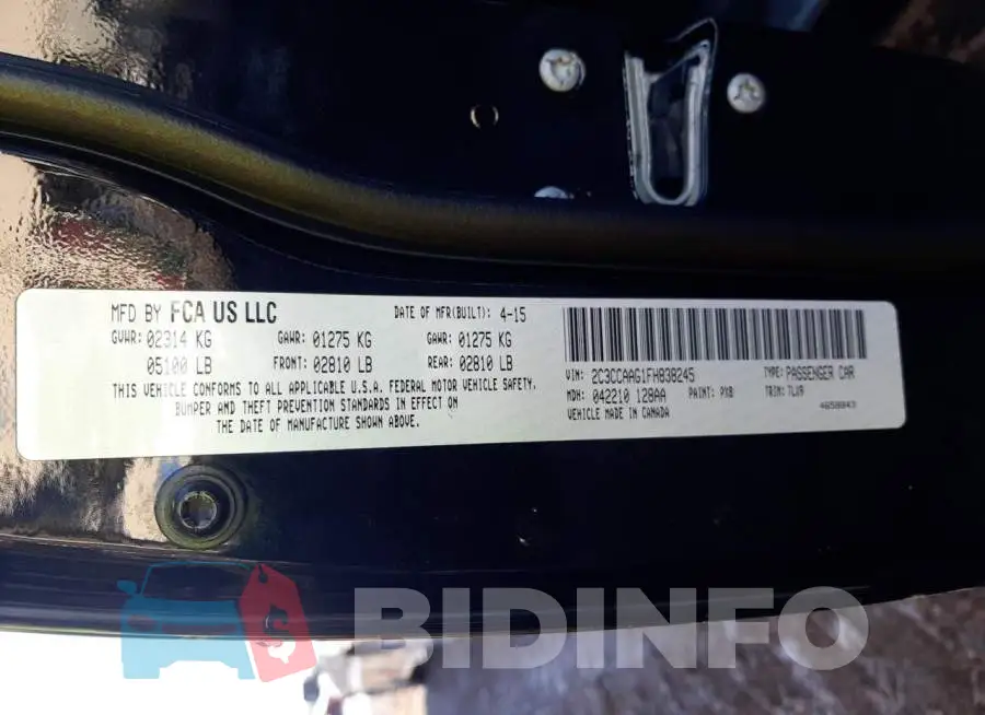 2C3CCAAG1FH838245 Photo# 12