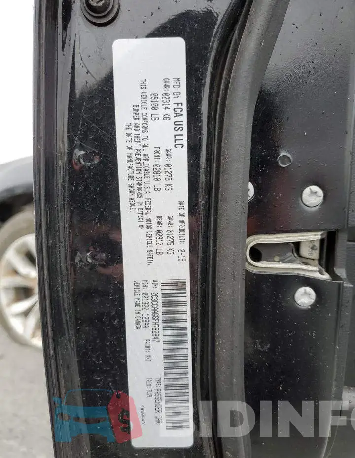2C3CCAAG6FH792847 Photo# 13