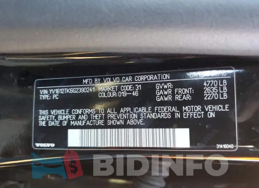 YV1612TK6G2390241 Photo# 12