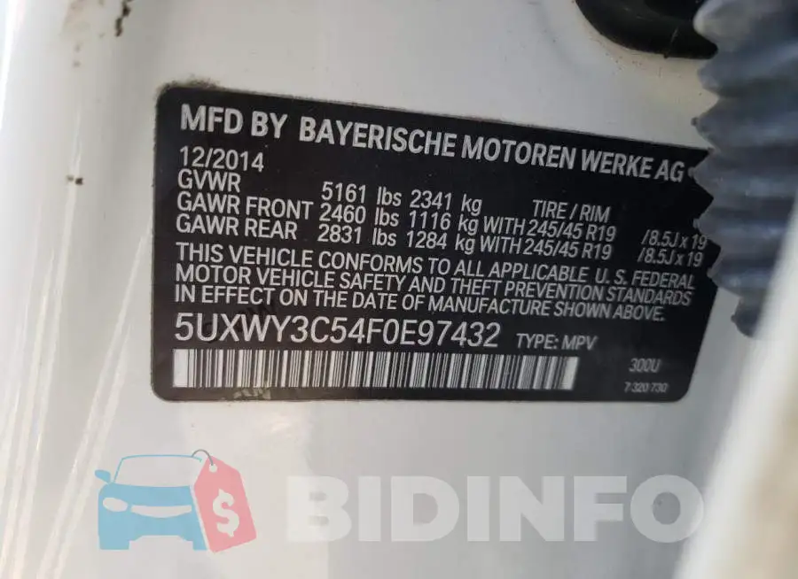 5UXWY3C54F0E97432 Photo# 10