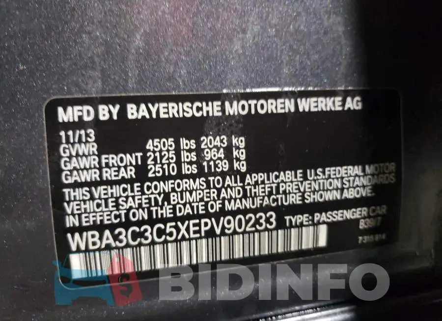WBA3C3C5XEPV90233 Photo# 12