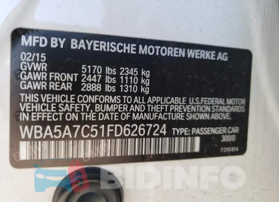 WBA5A7C51FD626724 Photo# 12