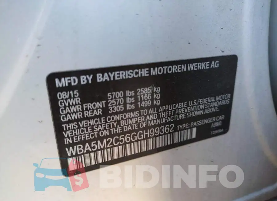 WBA5M2C56GGH99362 Photo# 12