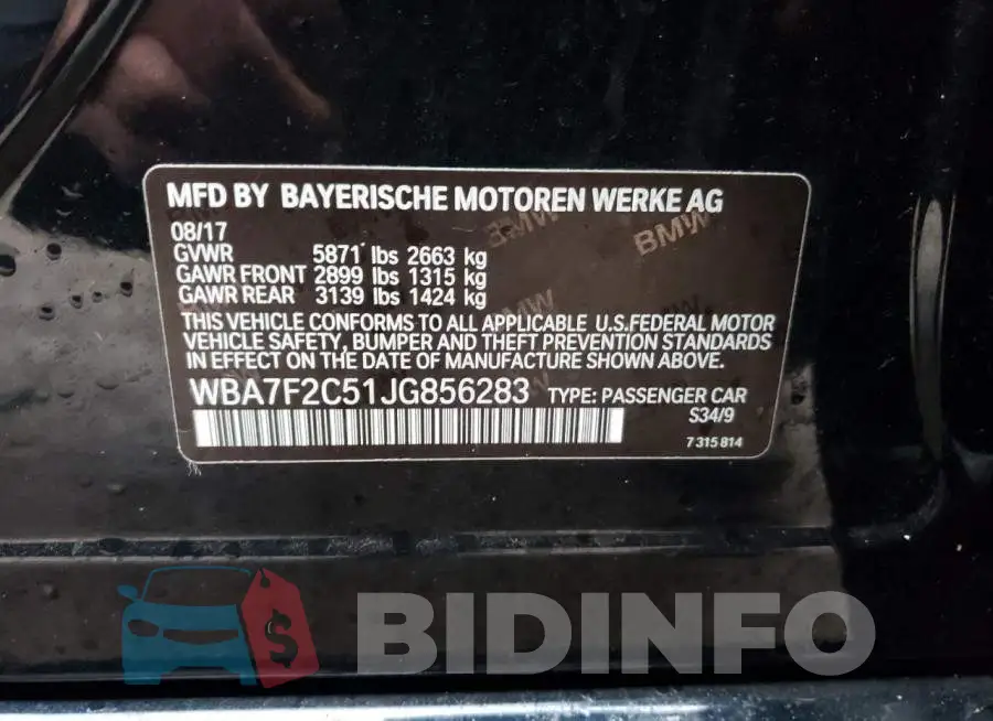 WBA7F2C51JG856283 Photo# 12
