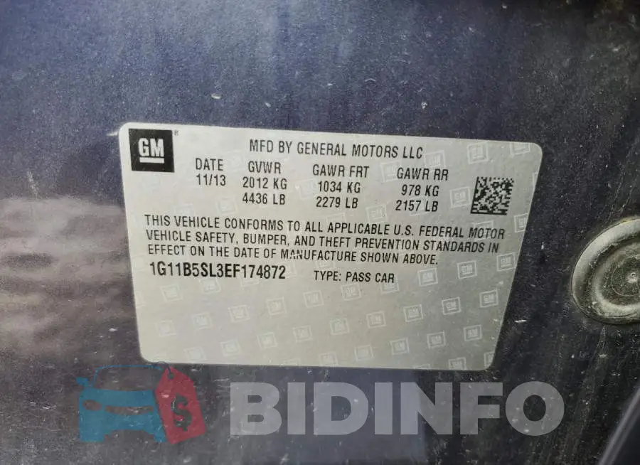 1G11B5SL3EF174872 Photo# 13