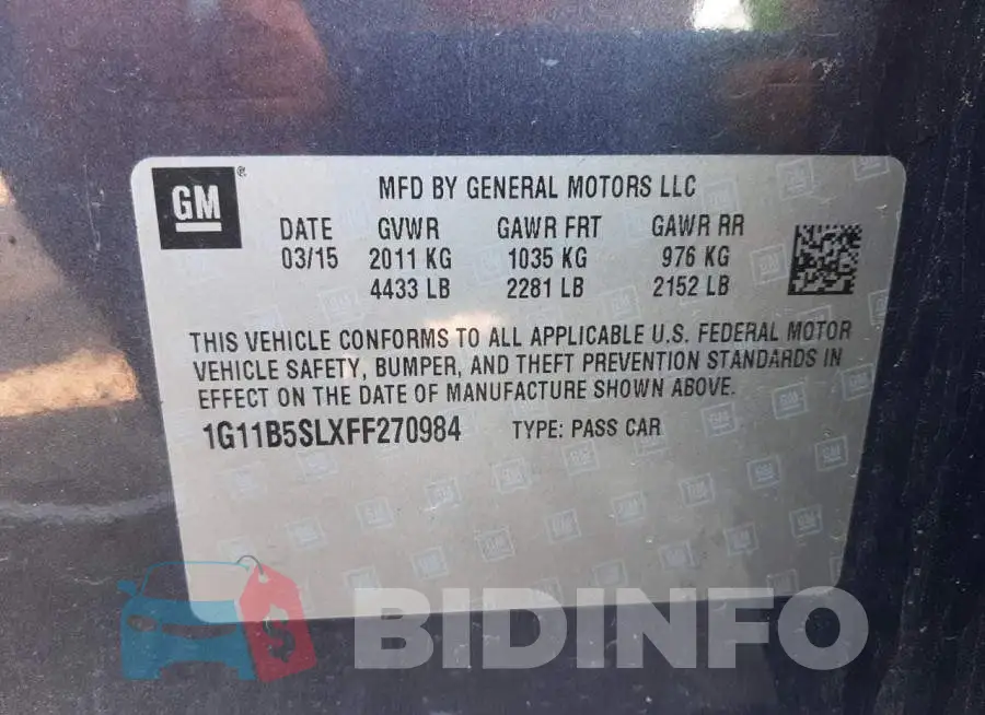 1G11B5SLXFF270984 Photo# 12