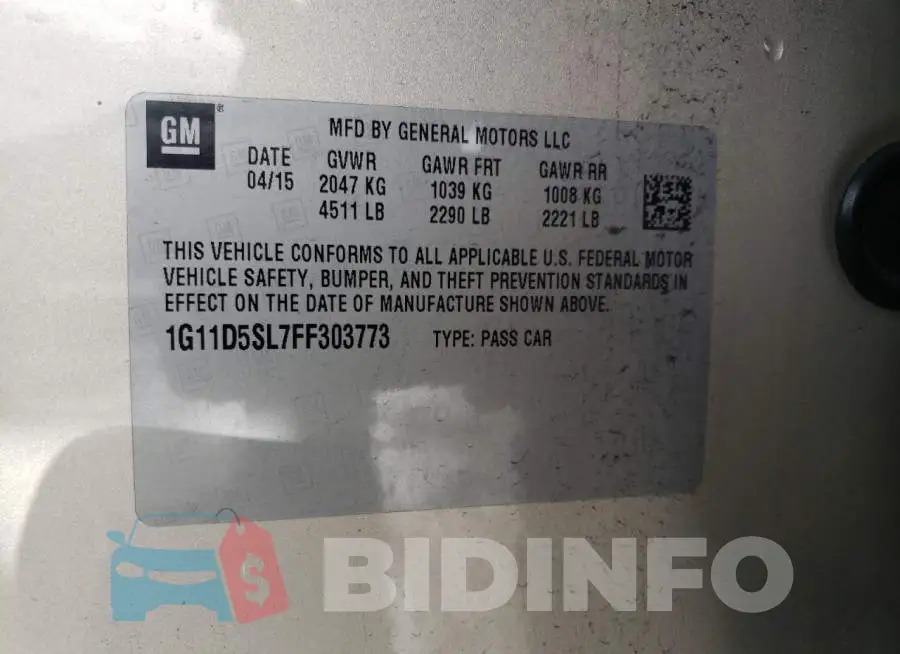 1G11D5SL7FF303773 Photo# 13