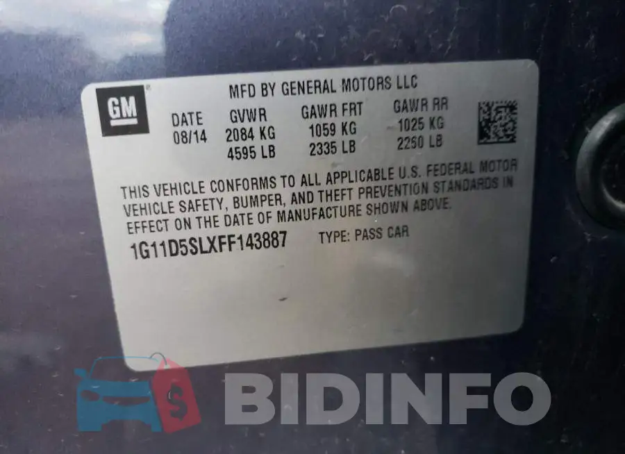 1G11D5SLXFF143887 Photo# 13