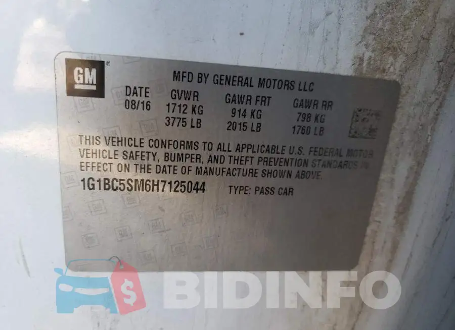 1G1BC5SM6H7125044 Photo# 13