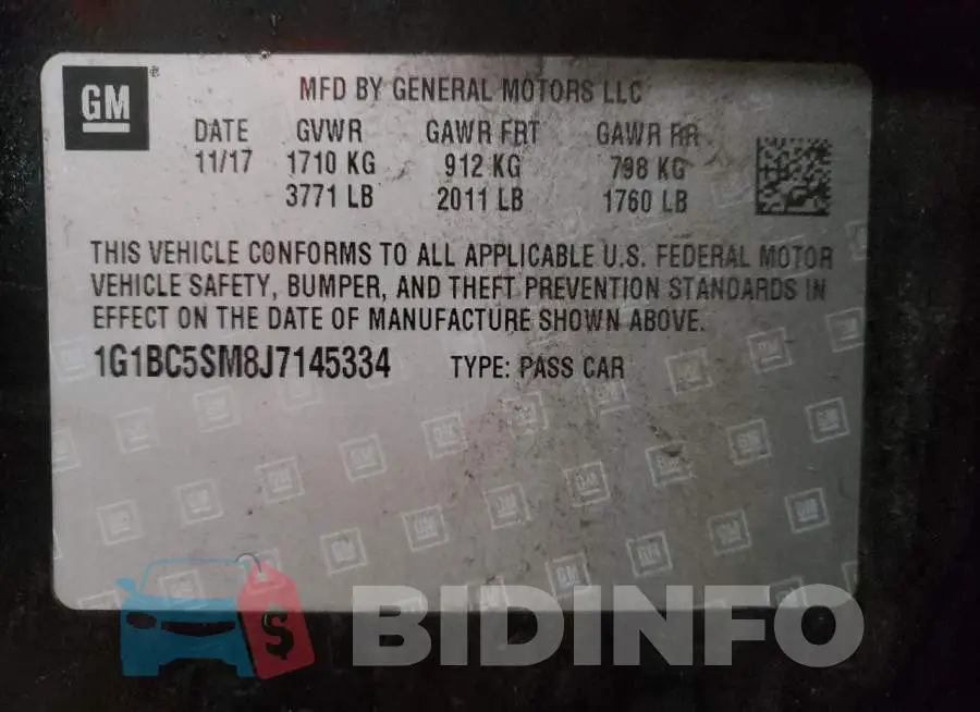 1G1BC5SM8J7145334 Photo# 12