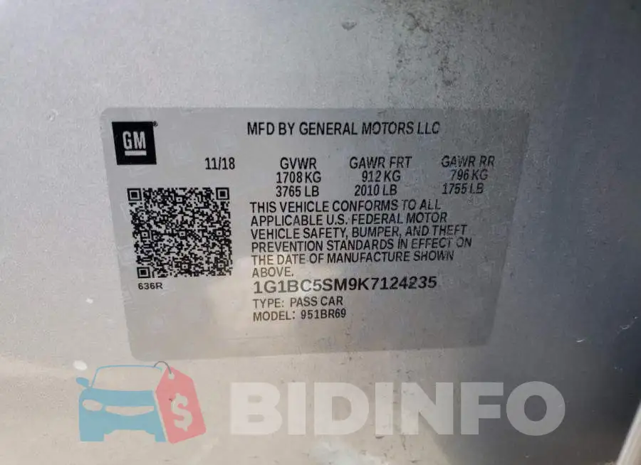 1G1BC5SM9K7124235 Photo# 13