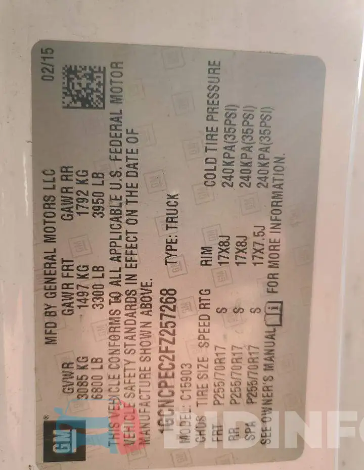 1GCNCPEC2FZ257268 Photo# 12