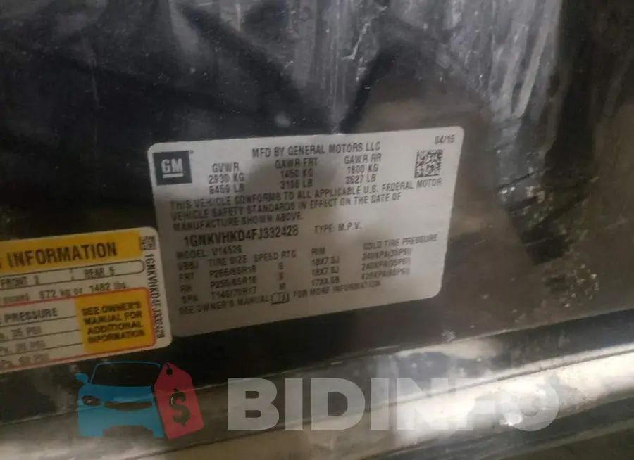 1GNKVHKD4FJ332428 Photo# 12