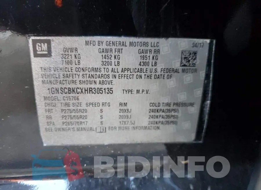 1GNSCBKCXHR305135 Photo# 13