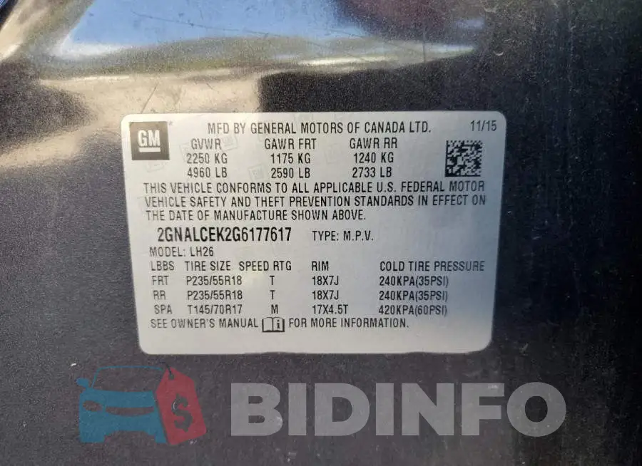 2GNALCEK2G6177617 Photo# 12