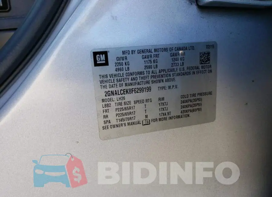 2GNALCEK8F6299199 Photo# 12