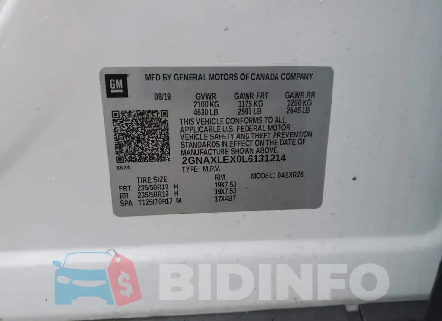 2GNAXLEX0L6131214 Photo# 12