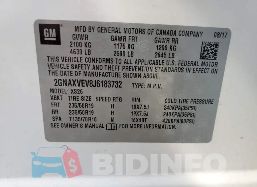 2GNAXVEV8J6183732 Photo# 12