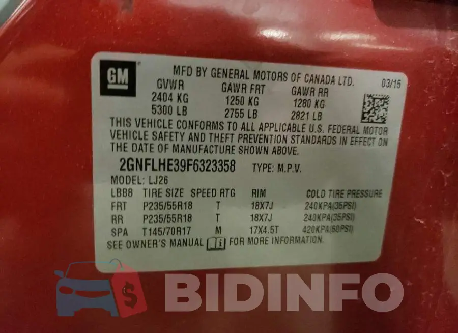 2GNFLHE39F6323358 Photo# 13