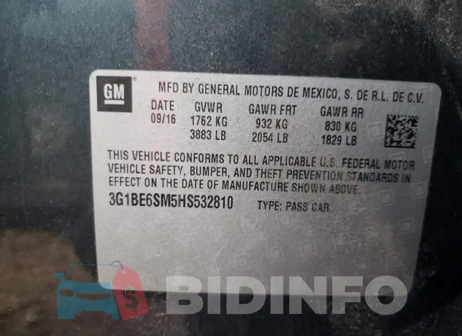 3G1BE6SM5HS532810 Photo# 12