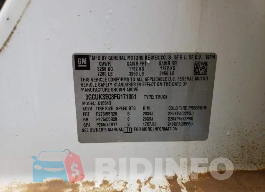 3GCUKSEC8FG171061 Photo# 12