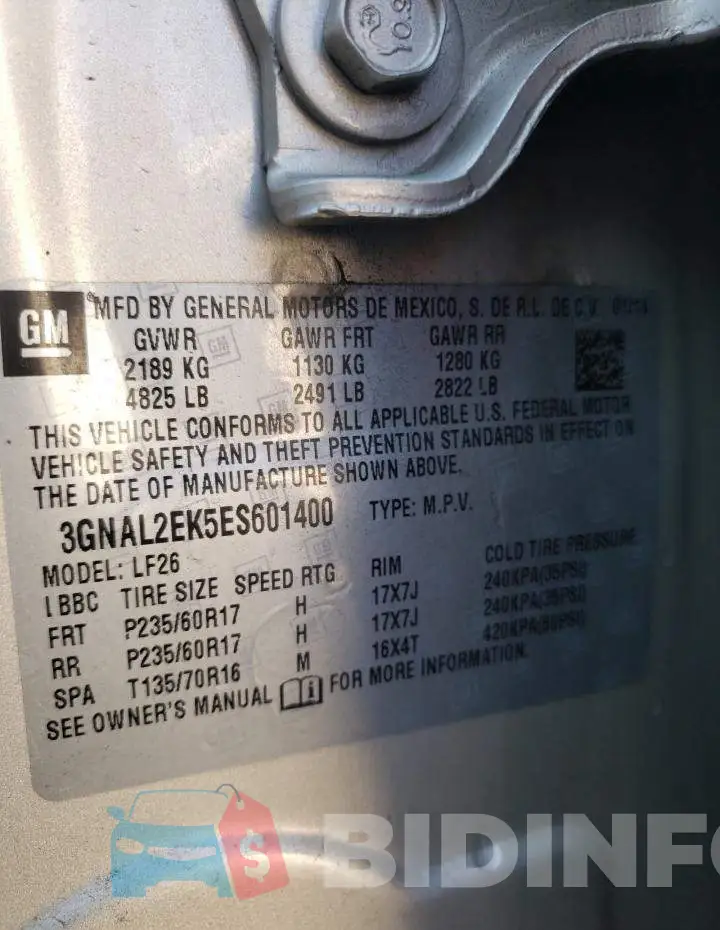 3GNAL2EK5ES601400 Photo# 13