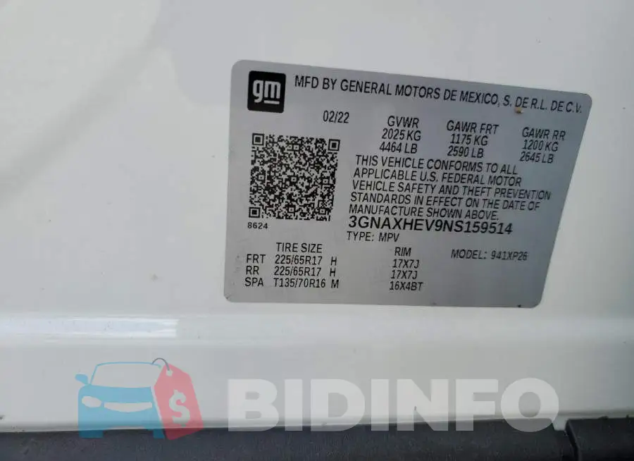 3GNAXHEV9NS159514 Photo# 10