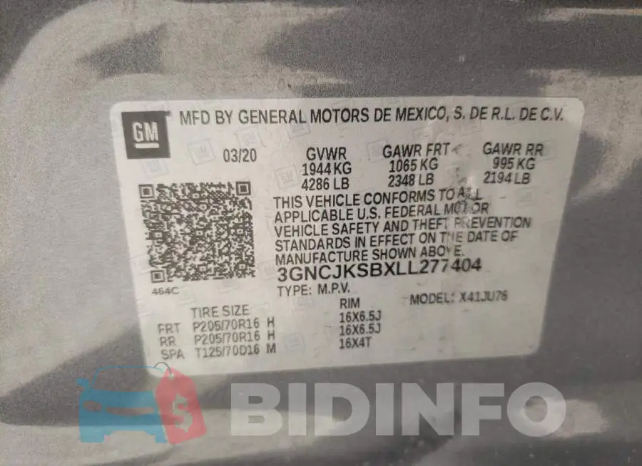 3GNCJKSBXLL277404 Photo# 10