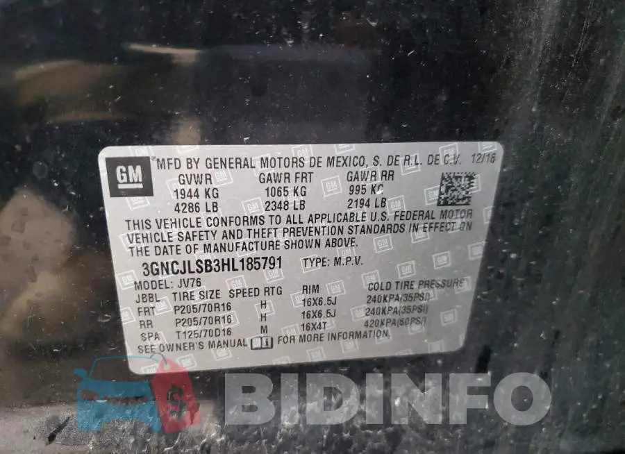 3GNCJLSB3HL185791 Photo# 12