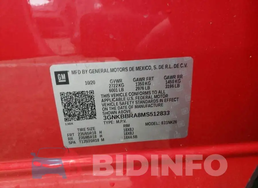 3GNKBBRA8MS512833 Photo# 13