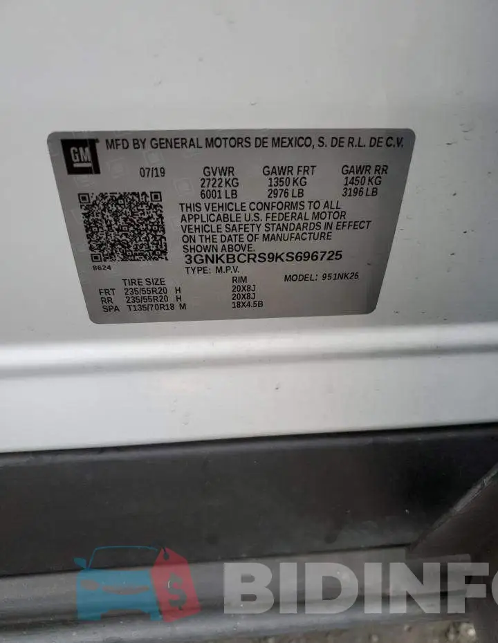 3GNKBCRS9KS696725 Photo# 13