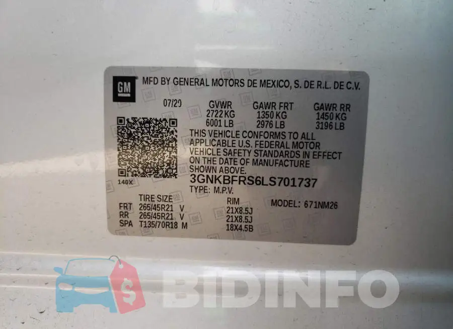 3GNKBFRS6LS701737 Photo# 12
