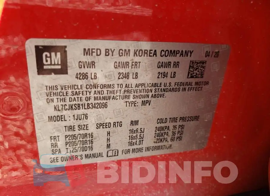KL7CJKSB1LB342096 Photo# 12