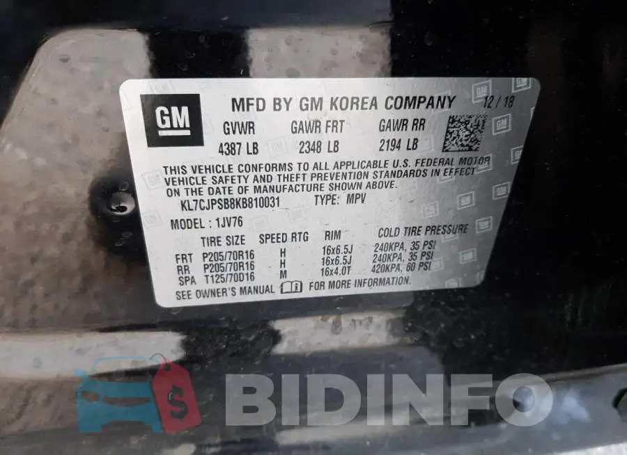 KL7CJPSB8KB810031 Photo# 13