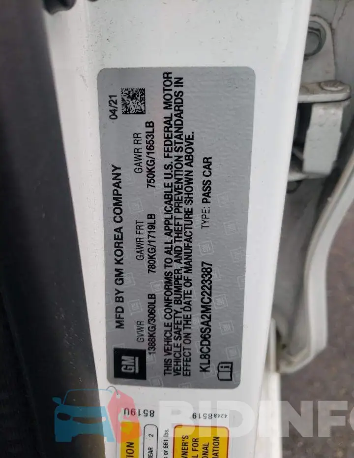 KL8CD6SA2MC223387 Photo# 12