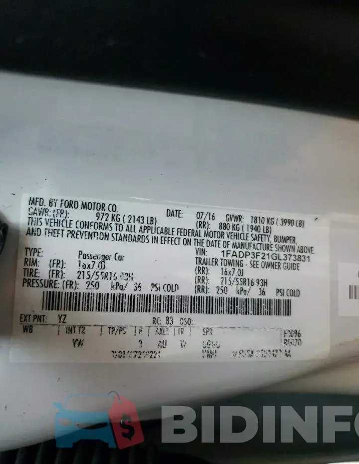 1FADP3F21GL373831 Photo# 12