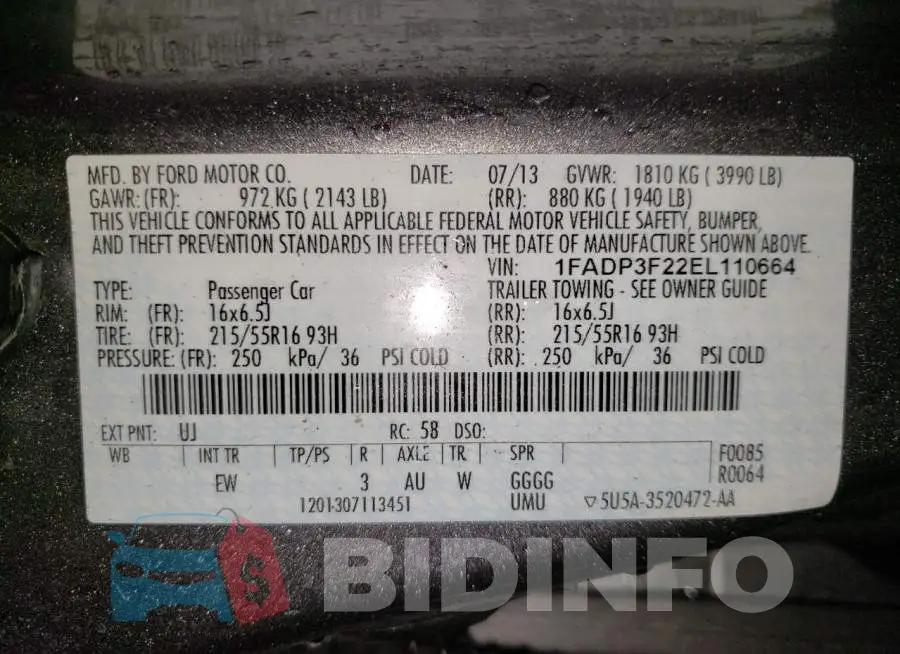 1FADP3F22EL110664 Photo# 12