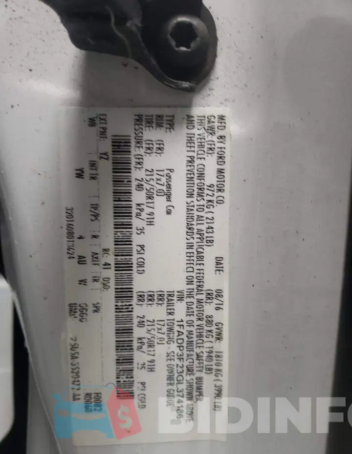 1FADP3F23GL374186 Photo# 12
